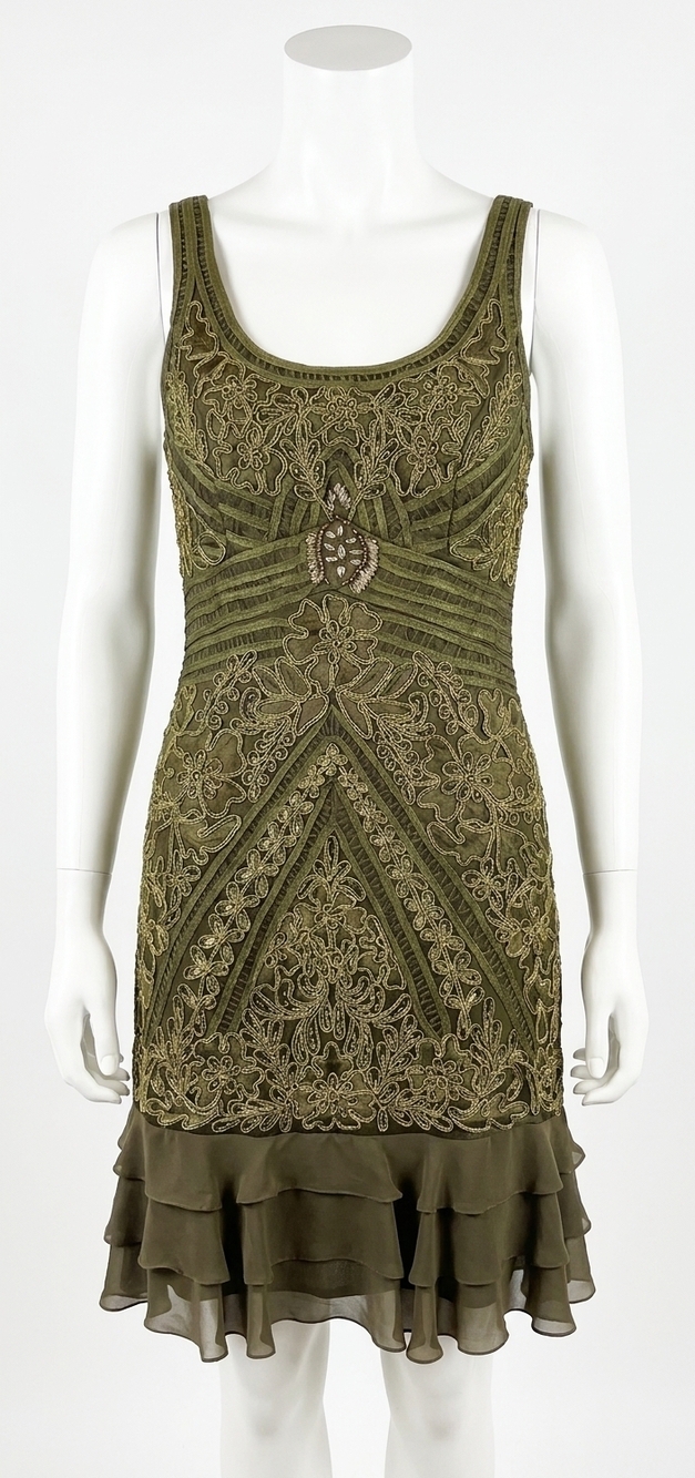 NEW SUE WONG women's short dress in olive